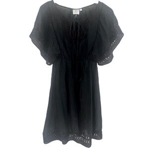 Anthropologie HD Paris Silk Sheer Stone Harbor Dress/Cover-up in Black Size 4